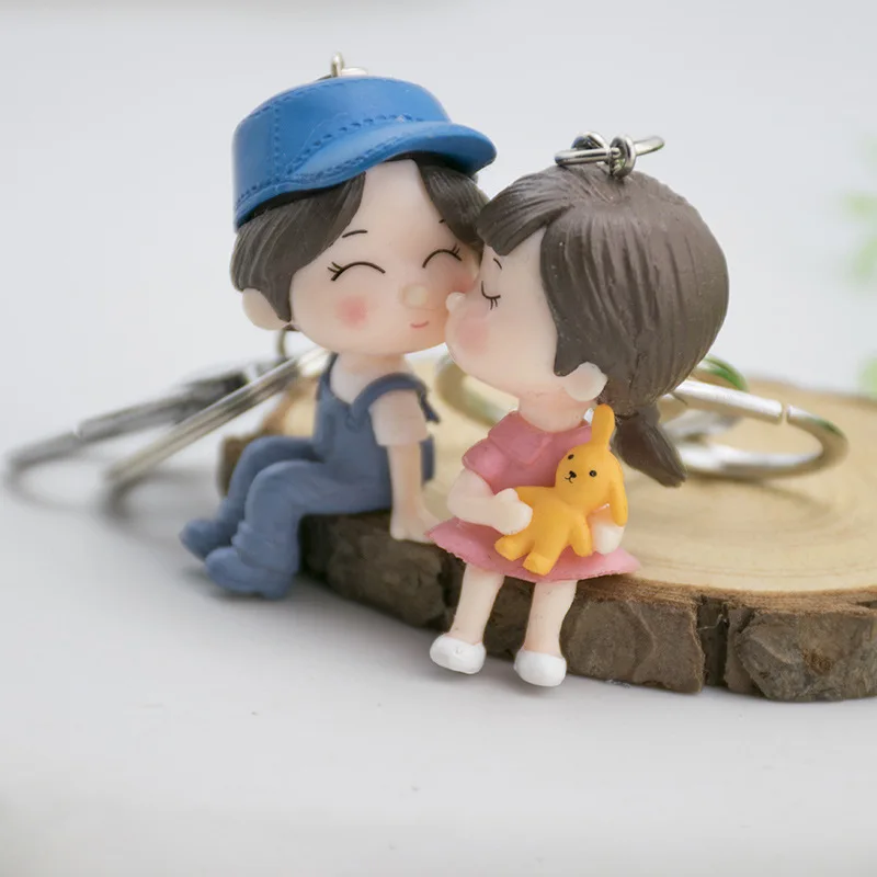 Cute Keychain Boy Girl Women's Lovely Cartoon Doll Couple Key Button Men Women Car Hanging Bag Pendant Creative Gift | Украшения и