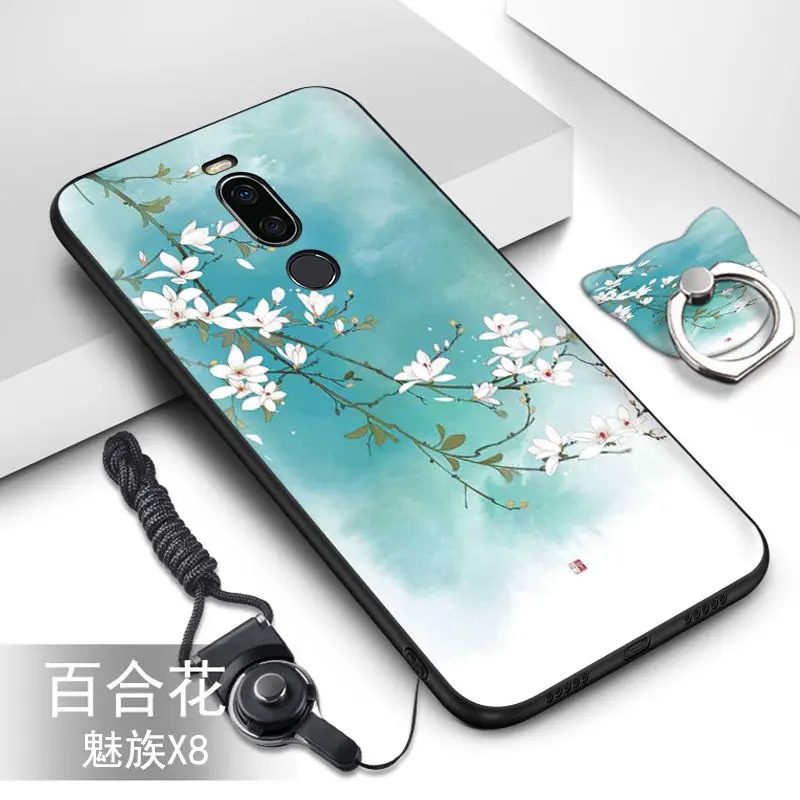 Чехол для Meizu X8, 22 цвета, популярный HD узор, ТПУ, мягкий силиконовый чехол, чехол для Meizu X8, чехол с кольцом brack# VA Funds