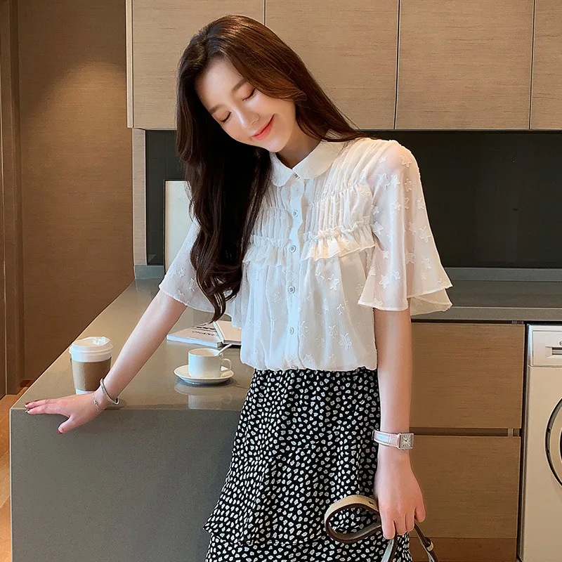 2020 летнее Новое Женское платье шифоновая рубашка в Корейском стиле с узкими