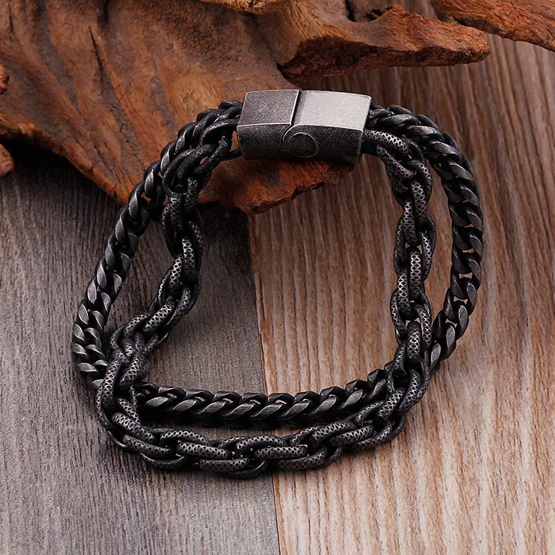 10 Inches Heavy Chain Link Stainless Steel Men's Bracelet For Men Mens Bracelets &amp Bangles 2018 Biker Jewelry Male Punk | Украшения