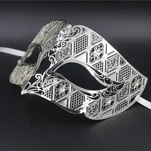 Серебряные металлические стразы Вечерние Маски фантомные мужские женские