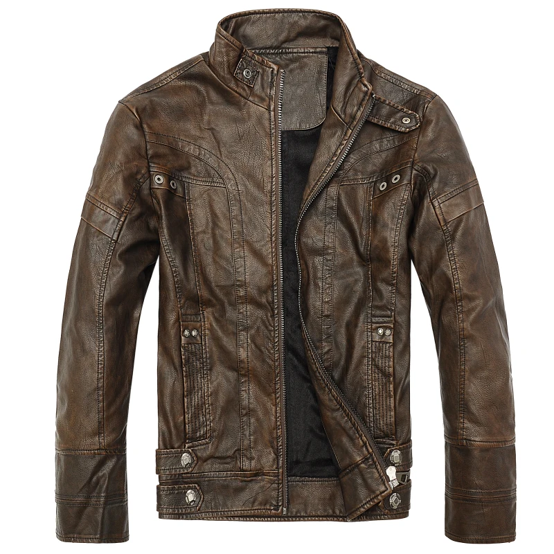 Куртка мужская Кожаная Мотоциклетная верхняя одежда деловой Повседневный