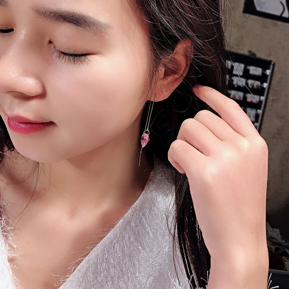 Seven Candy 925 Sterling Silver Heart Earrings For Women Simple Temperament Long Stud Earring Fashion Jewelry 2019 Accessories | Украшения