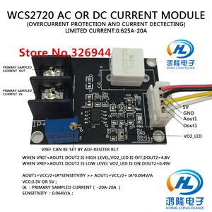 WCS2720 Over Current Protect dectecting module Limited -0.67A-20A Sensitivity 0.0.064V/1A , Power Su