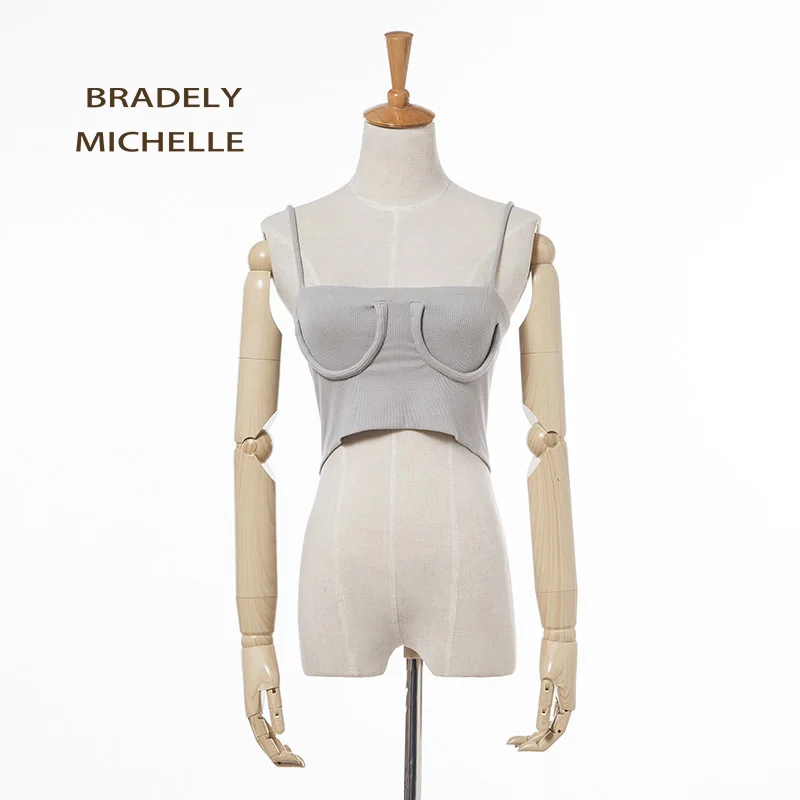 BRADELY MICHELLE/Новинка 2018 года летний трикотажный топ из чистого хлопка без рукавов