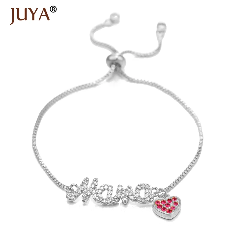 Женский браслет с фианитами Juya New Heart Mama регулируемая цепочка браслеты ручной