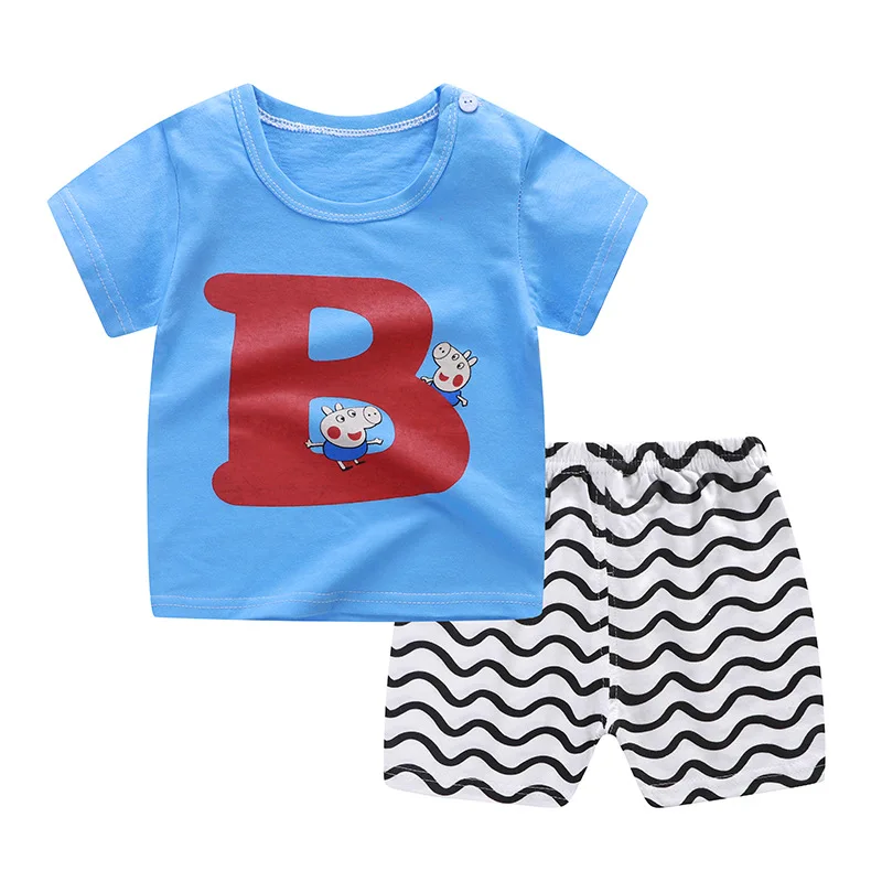 Summer Baby Cotton Sports Black Cat Tshirt Suit Kids Outdoor Fashion Two-piece Set | Детская одежда и обувь