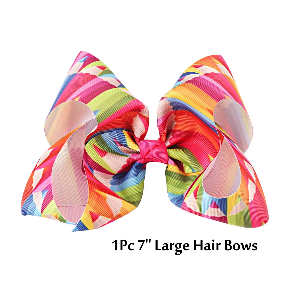1pc hairbow 2 2 ярда "(75 мм) Корсажная Лента Милая мультяшная лошадка Радужная цветная лента DIY аксессуары для волос материалы для украшения Снова в школу - Цвет: 1pc hairbow 2