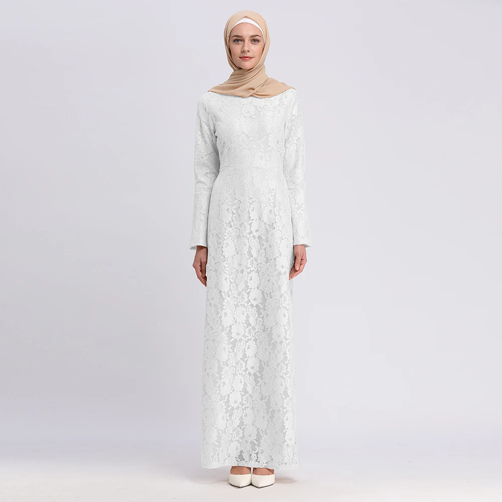 Элегантное мусульманское кружевное платье-футляр abaya, макси, кардиган с расклешенными рукавами, длинные халаты, туника, мусульманская одежда