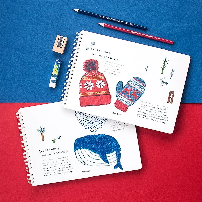 16K эскиз книга для рисования милый КИТ пустой ноутбук 40 листов дневник sketchbook