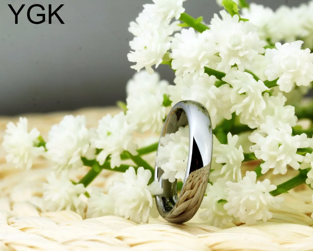 YGK ювелирные изделия 4 мм Ширина Серебряный цвет карбид вольфрама кольцо для