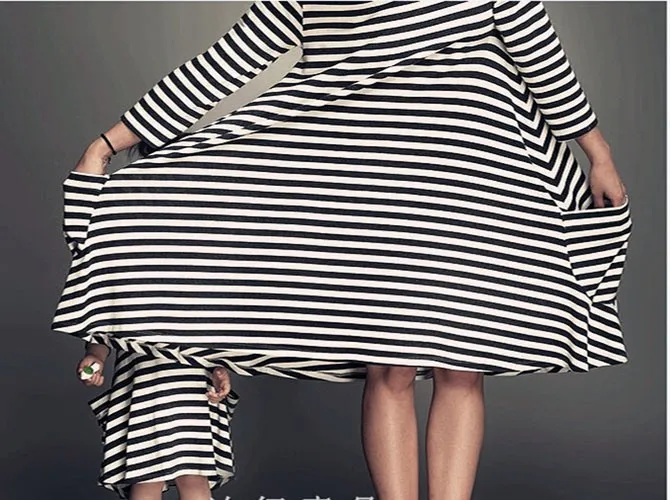 2018 Baby Girls Black&ampWhite Casual Striped Besch Dresses Two-Side Pockets Long sleeve Kids For 2-6 Years Old | Детская одежда и