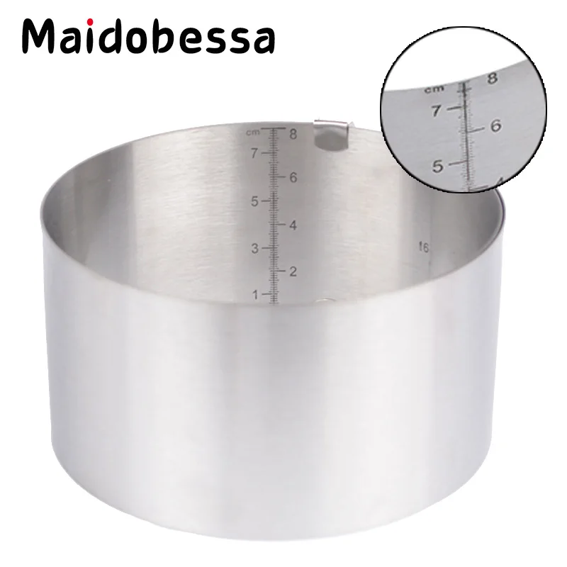

DIY Cake Molds Double Scale Stainless Steel Circle Mousse Baking Tools With Scale Cake Mould Bakeware Adjustable Pastry Ring