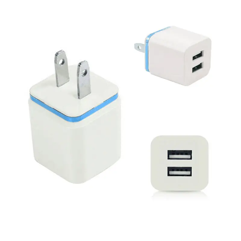 100 шт./лот 5 в 2 портовый USB настенный адаптер зарядное устройство США/ЕС вилка для