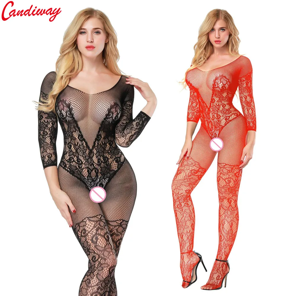 Candiway сексуальные боди Тедди ажурные колготки в сеточку с открытой промежностью