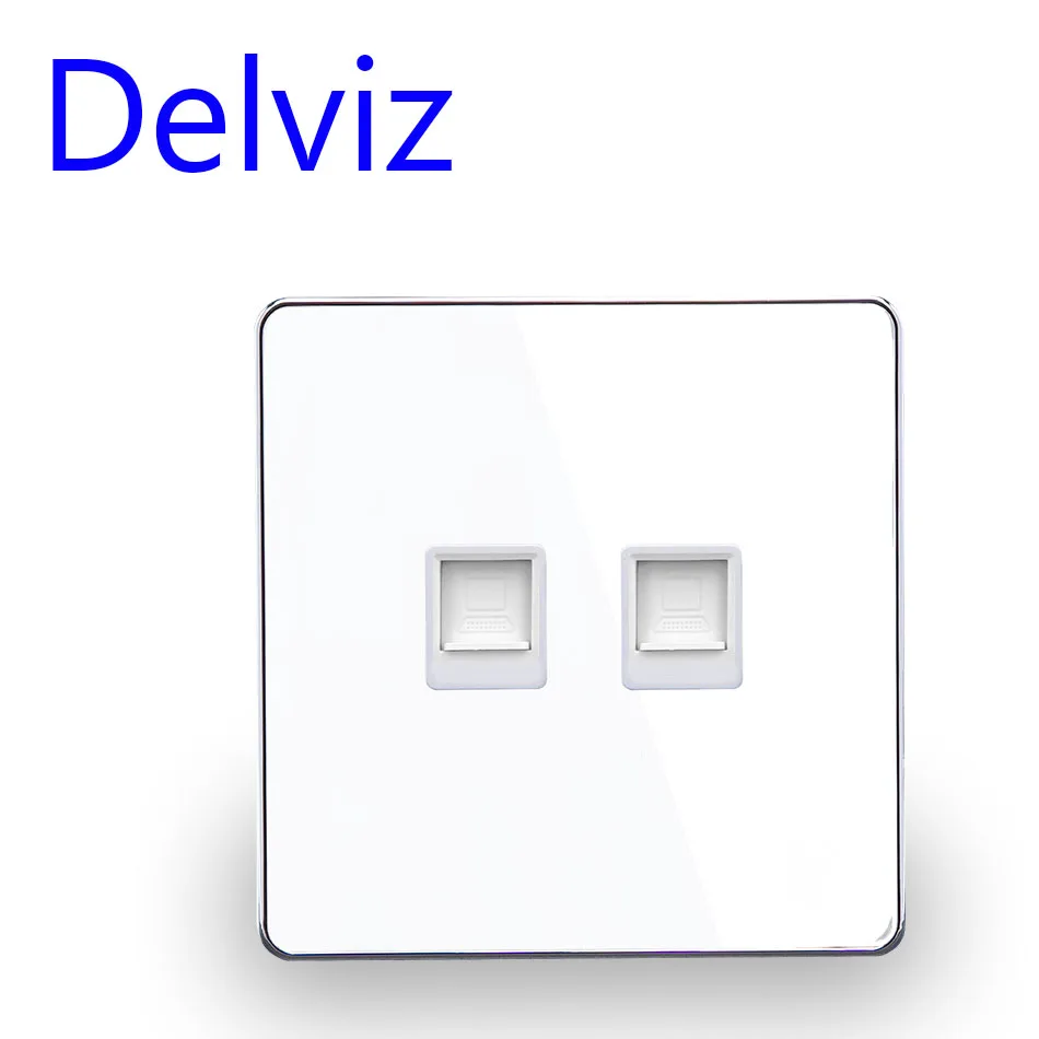 RJ45 розетка настенная компьютерная панель, CAT5E сетевой модуль, двойной разъем rj45, кристальная стеклянная панель кабель 2 порта сетевой интерфейс розетка