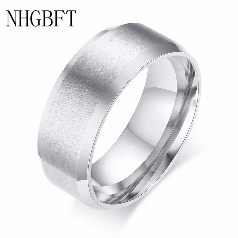 

NHGBFT 8mm Wide Classic Black Mens ring Wedding Engagement stainless steel ring Dropshipping