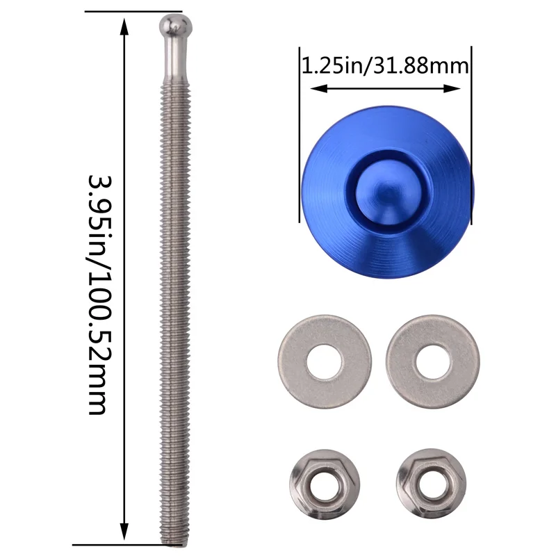 NS Modify 32mm Universal Long Rod 100mm JDM Style Push Button Billet Hood Lock Clip Kit Black/Silver/Red/Blue | Автомобили и