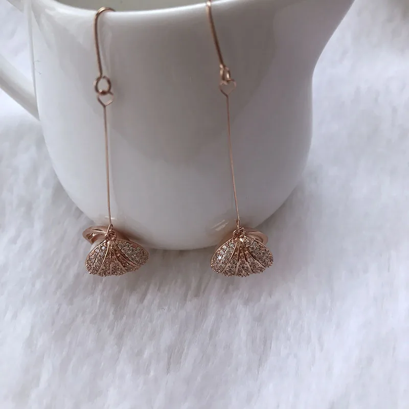 

Korean fashion trendy long elegant rose gold color earrings for women accessorie /brincos 2019/boucles d oreille femme