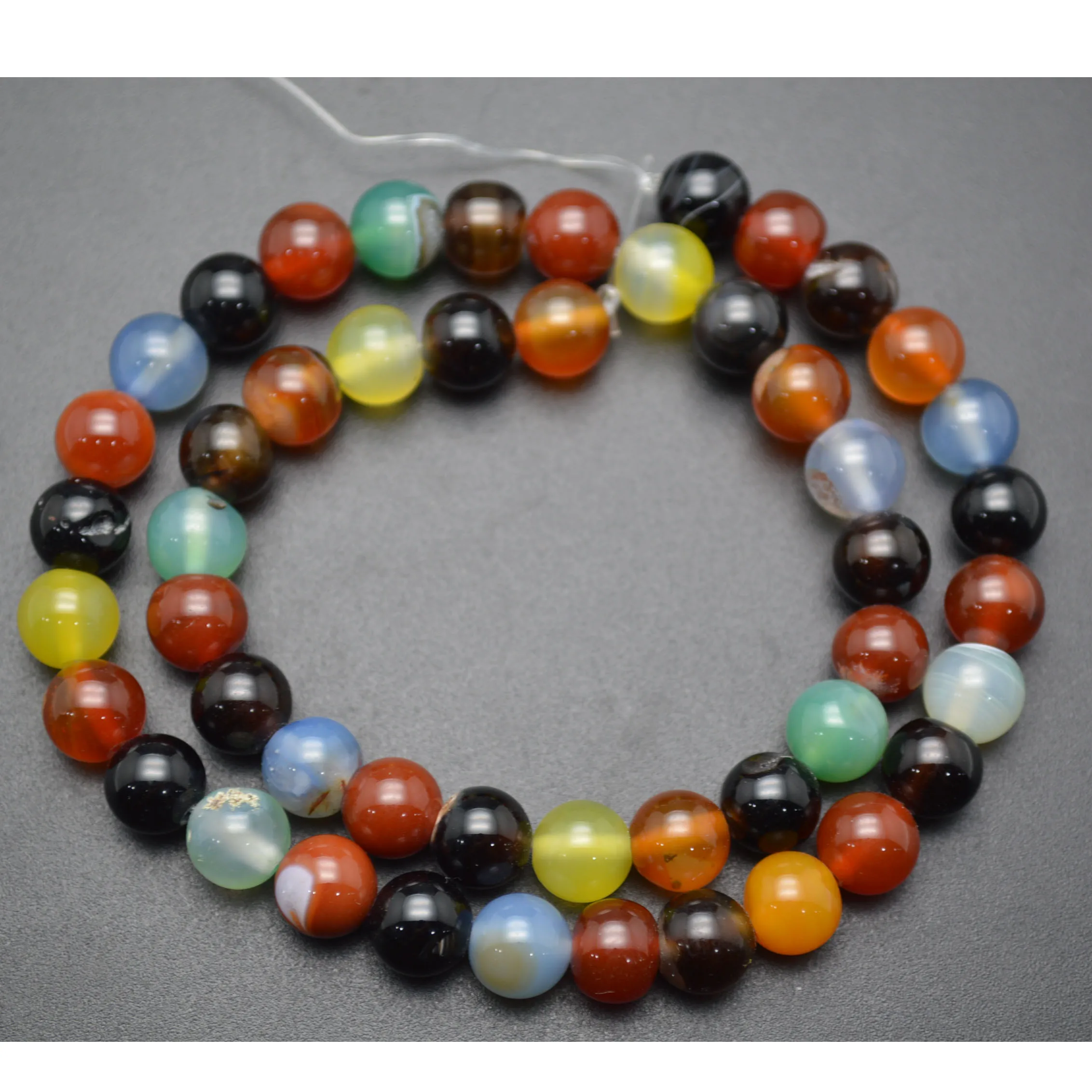 4mm~12mm Natural Mix Red Black Green Gray Color Agate Smooth Stone Round Loose Beads | Украшения и аксессуары