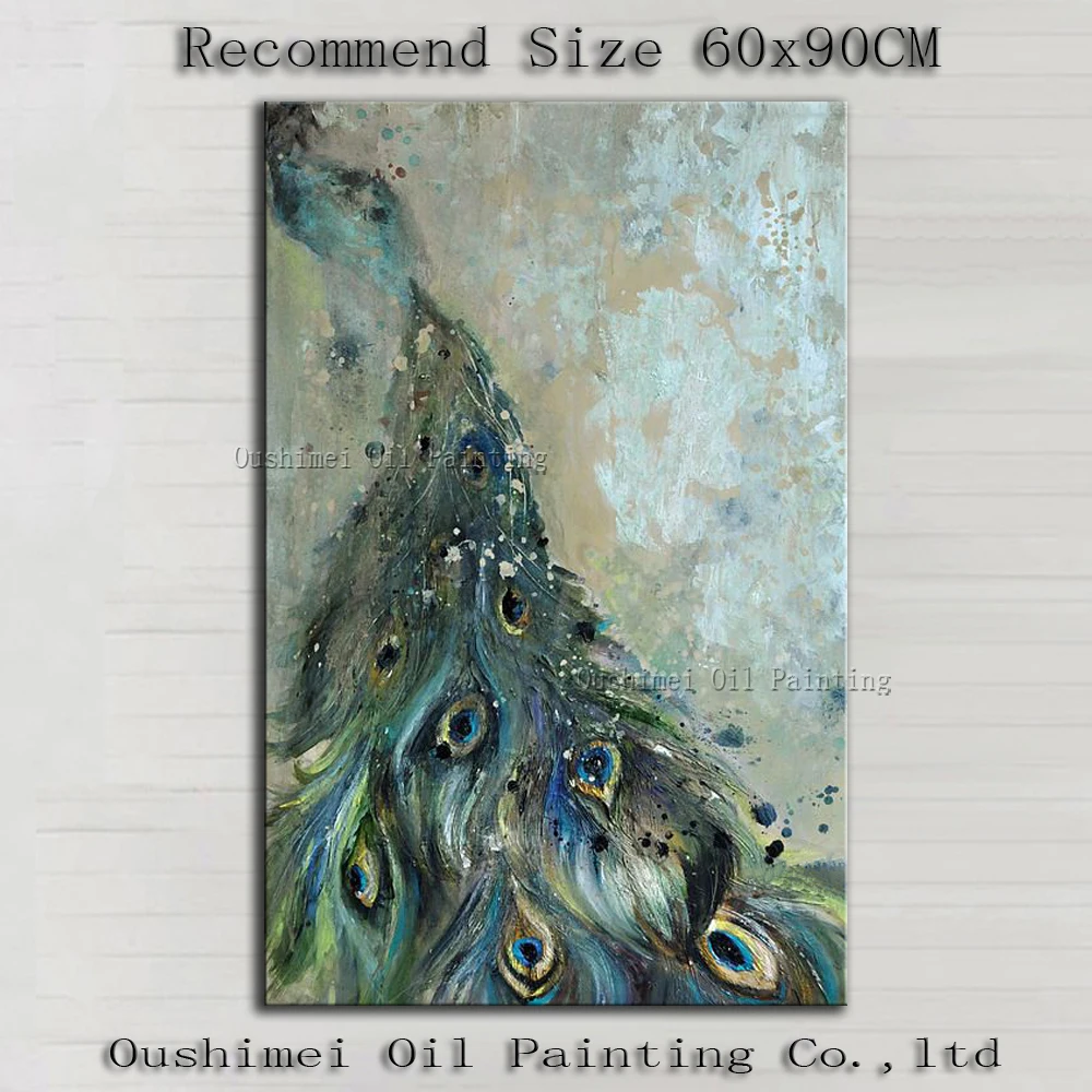 100% ручная работа высокое качество перо павлина картина маслом на холсте