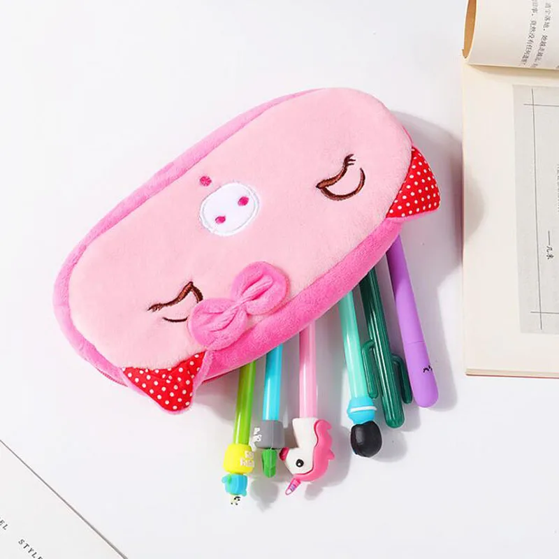 Kawaii моделирование фрукты пенал с животными короткие плюшевые Школьные Канцелярские ручки сумка для девочек и мальчиков школьные принадлежности
