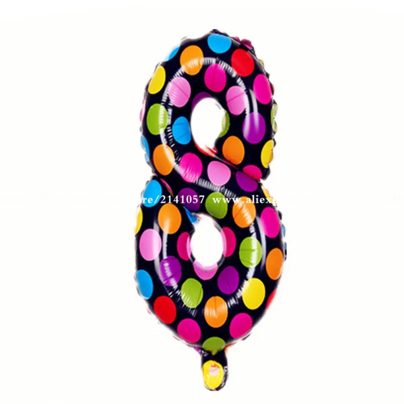 1 шт. 16 дюймов Dot colors digit Wave point number от 0 до 9 фольгированные воздушные шары на день рождения цифровые воздушные шары на свадьбу Рождество украшения