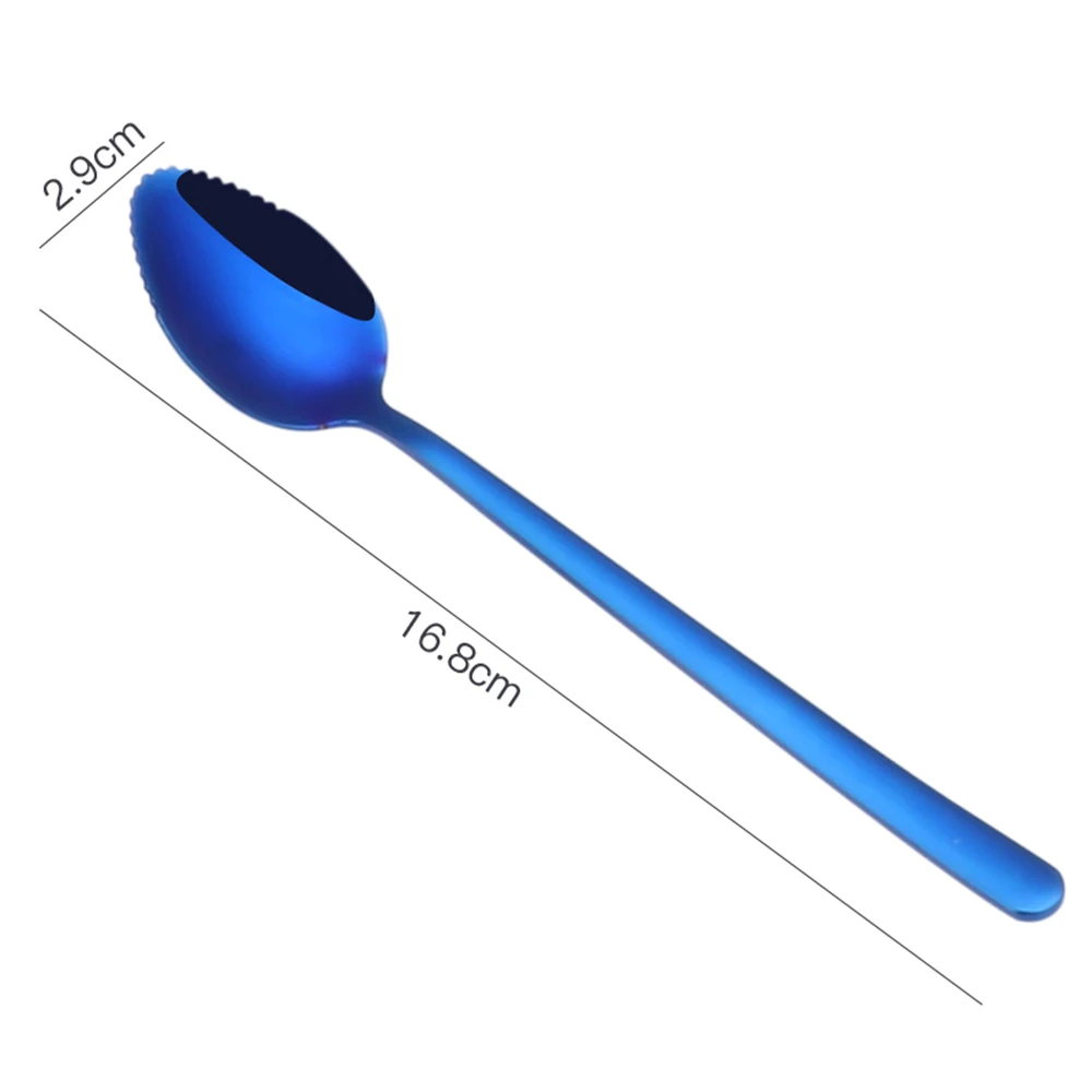 blue Роскошный набор из 304 нержавеющей стали мини-ложка для мороженого, фруктов, десерта, ложка для чая, кофейные ложки розового золота, столовые приборы - Цвет: blue