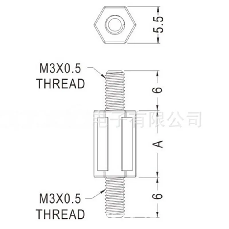 

(1000 pcs/lot ) 8mm/0.32" Nylon M3 Threaded Hex Male-Male Standoff Spacer, Hexagonal