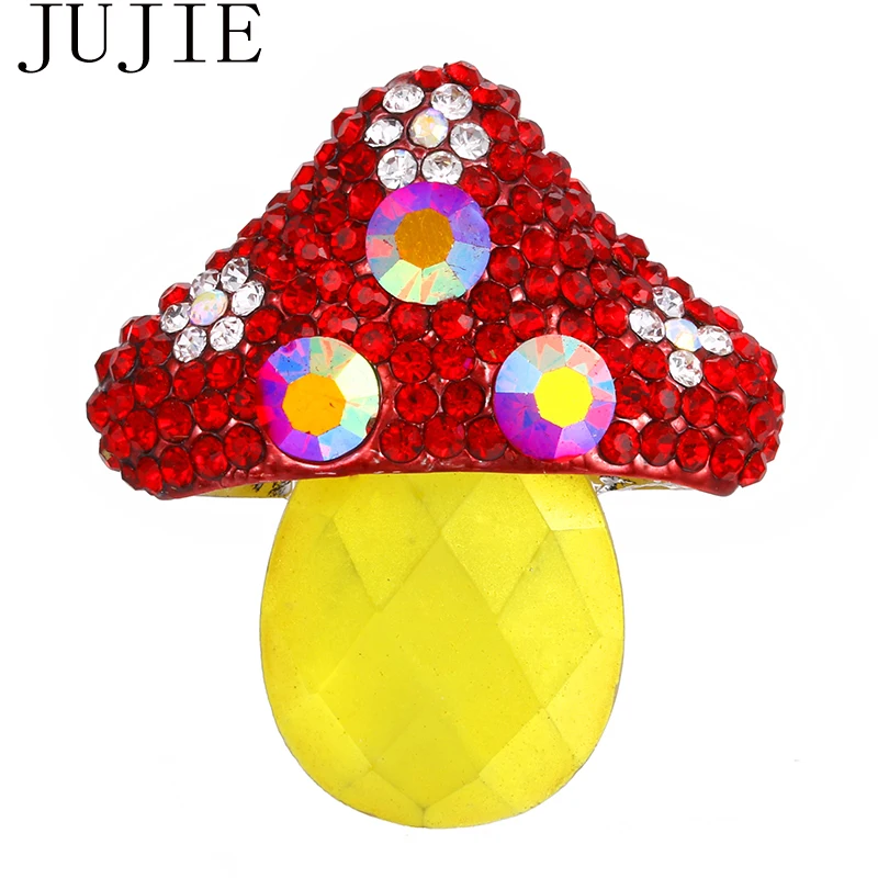 

JUJIE Brooch Crystal Rhinestone Multicolor Mushroom Brooches For Women Plant Pin Clothes Brooch Vintage Cartoon Jewelry