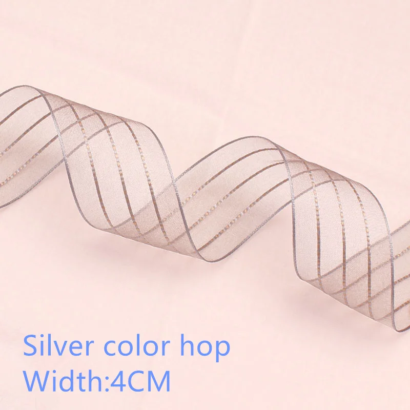Silver color hop Новинка, ширина 1,5-4 см, длина 5 метров, Бант Шпилька для волос, аксессуары для рукоделия, подарочная упаковка, лента, двусторонняя пряжа для перемычки - Цвет: Silver color hop