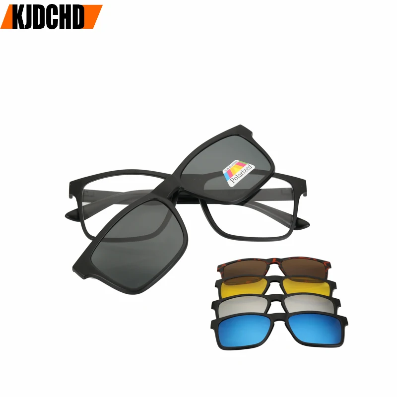 

Модные оптические очки KJDCHD, мужские и женские очки с 5 клипсами, поляризационные Магнитные очки для мужчин, очки для близорукости