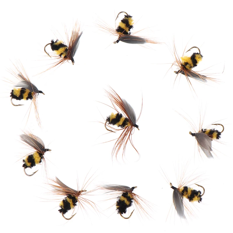 

10pcs Artificial Insect Bait Lure Bumble Bee Fly Trout Artificial Fishing Lures Bionic Honeybee Bait Fishing Bait Fly Bait