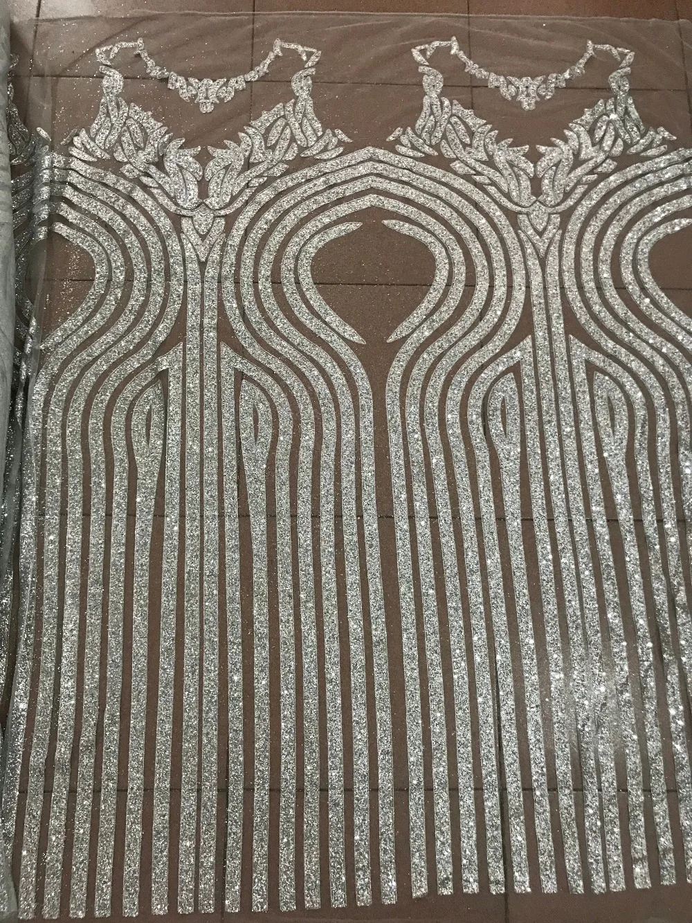

hot sale glued glitter Nigerian tulle lace fabric SYJ-81728 in silver glued glitter african tulle net lace fabric