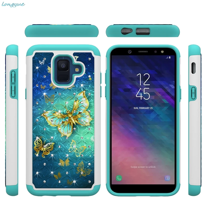 Сумка для Samsung Galaxy A6 2018 чехол Гибридный противоударный бриллиантами со стразами