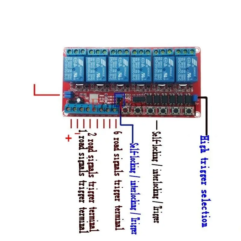 6-канальный 12 V Модуль реле с блокировкой переключатель управления высокого