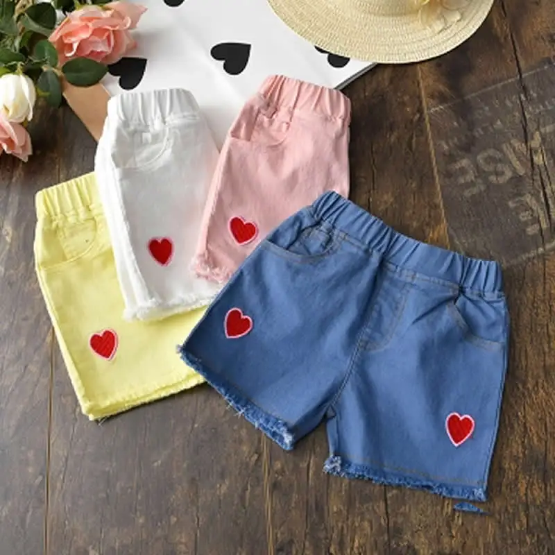 Girls Shorts Thin Girl Jeans Loose Children's Clothes Pants Summer Love Hot Kids Cute Short Pant Pocket Denim | Детская одежда и