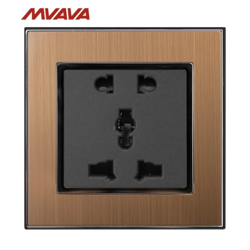 MVAVA 5 Pin розетка Универсальная Розетка 10 А AC110 250V золото сатин Металл 2 3 вилка EU UK US