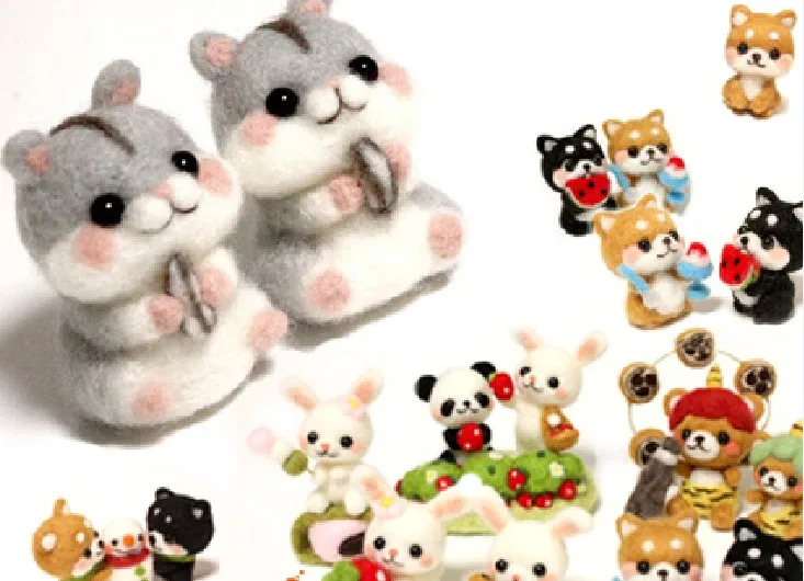 Ёж хомяк набор для рукоделия с котом и шерстью милый шитья животных вязания