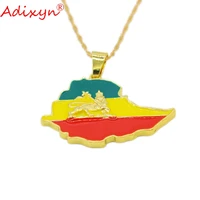 adixyn trendy ethiopian jewelry flaglion map pendant necklace gold color jewelry metal map for womenmen n10072