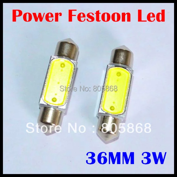 

2x High Power led festoon LED 3w 36mm Auto Car Festoon Led Licence Plate Light Aluminum Housing Interior Dome Roof Reading