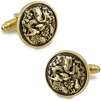 sparta totem plated with gold cufflinks mens cuff links free shipping