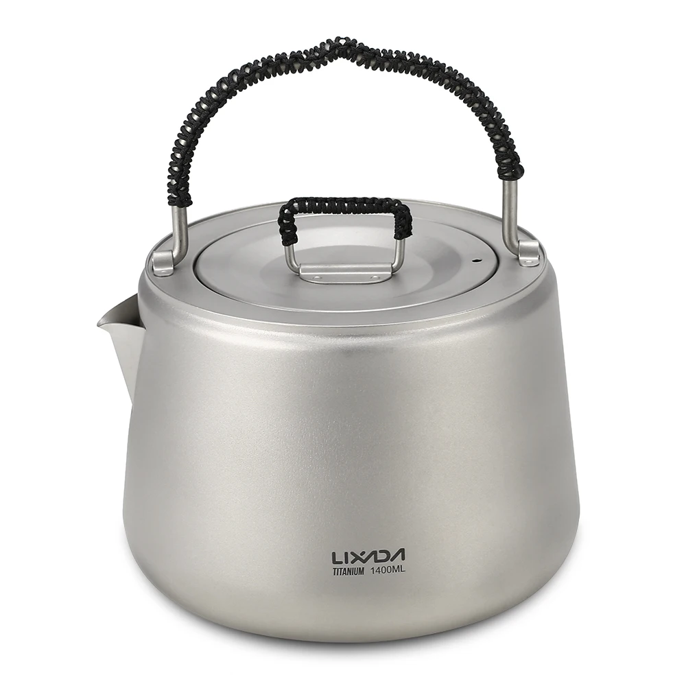 Lixada 1.4L титановый чайник Сверхлегкий Открытый походный для воды кофейник Ta9001