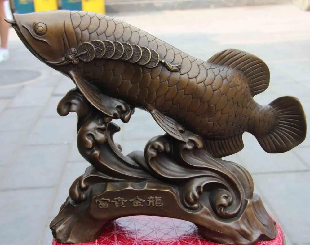 Китайская Чистая медь и бронза домашний Фен Шуй богатство Золотой Дракон рыба