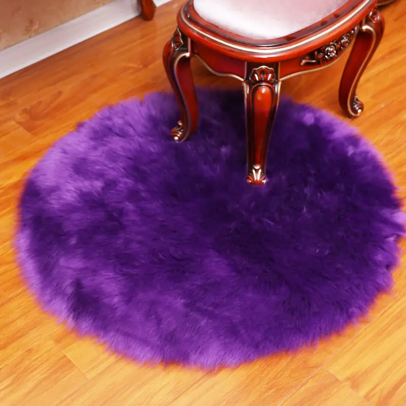Purple Белый серый плюшевый искусственный мех пушистая шерсть круглый ковер для гостиной спальни прикроватные коврики магазин украшения на окна для дома коврик - Цвет: Purple