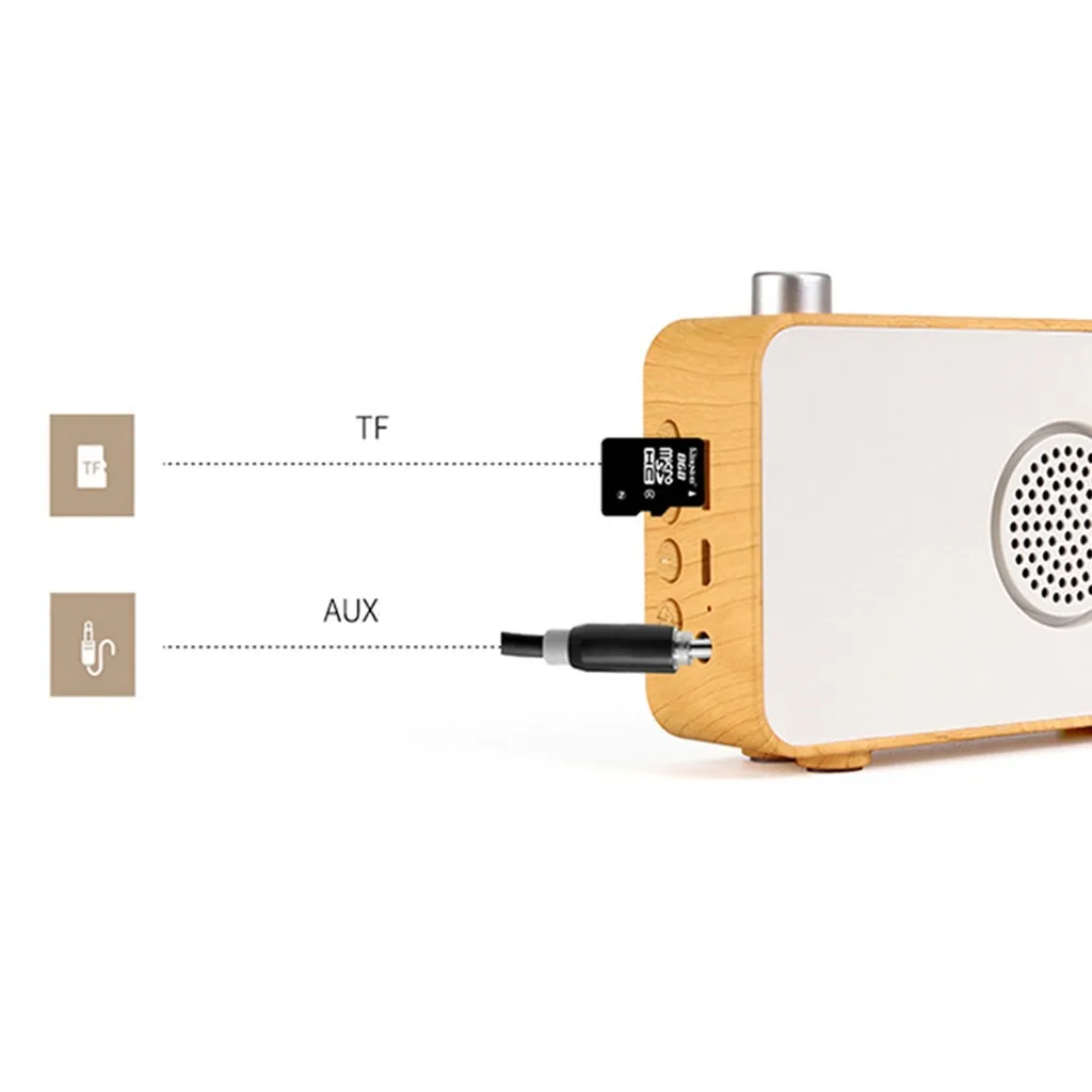 Bluetooth динамик с fm-радио музыкальный центр MIABOO Ретро деревянный цвет беспроводной bluetooth динамик радио с дисплеем времени# G4