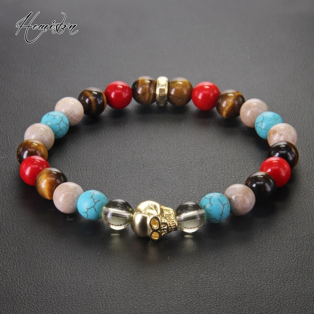 Томас красный коралл цветная Материал смешивания с золотой браслет черепом из