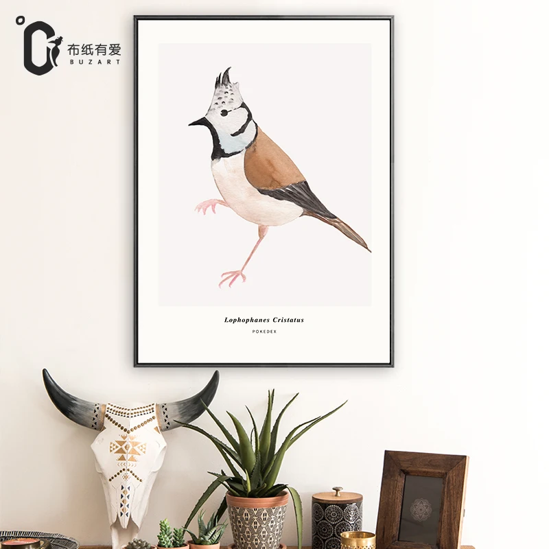 Buzart lovely birds pattern canvas paintings for Nordic poster home wall art decoration No Frame | Дом и сад