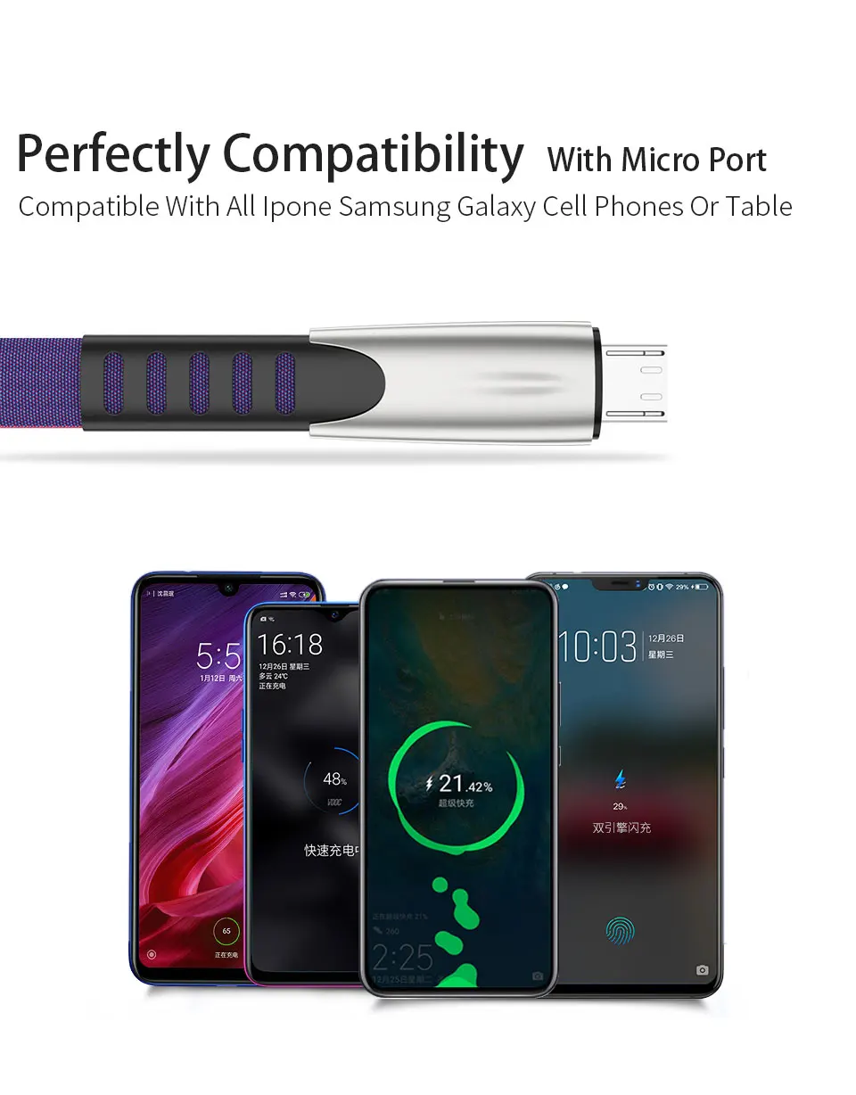 Coolreall 2.4A Micro USB кабель для быстрой зарядки USB кабель для передачи данных нейлоновый шнур синхронизации для samsung huawei Xiaomi LG Andriod Micro usb кабели