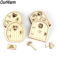 ourwarm christmas decoration 6pcs 3d wooden fairy garden door diy painting kids birthday gift new year party supplies